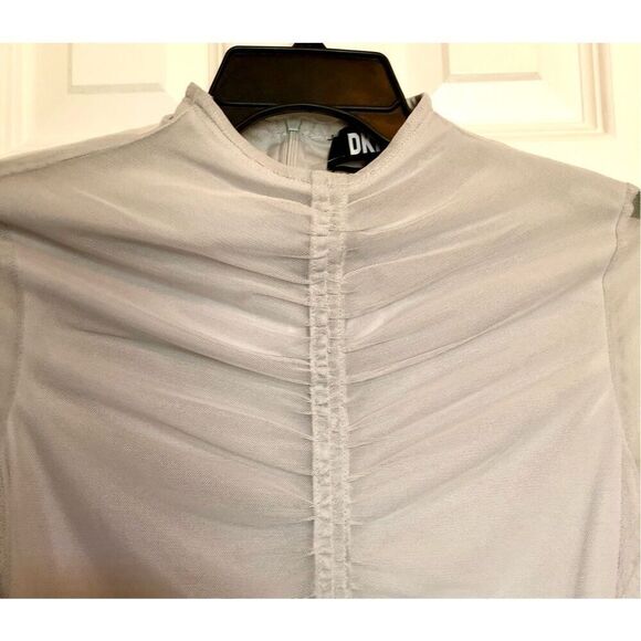 DKNY - NWT - 🎉HP🎉 L Sz XS BodyCon Ruched All-Over-Mesh Long Sleeve Funnel Neck - Picture 7 of 13